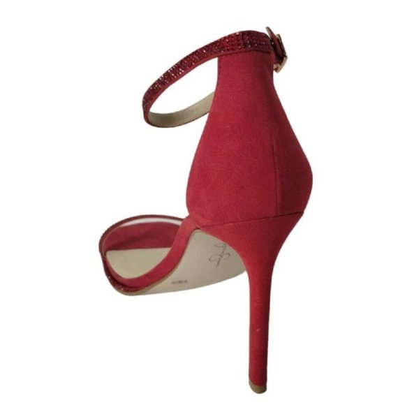Jessica Simpson Womens 8.5 Ostey Red Rhinestones Ankle Strap 4 inch Heels New - Picture 16 of 16